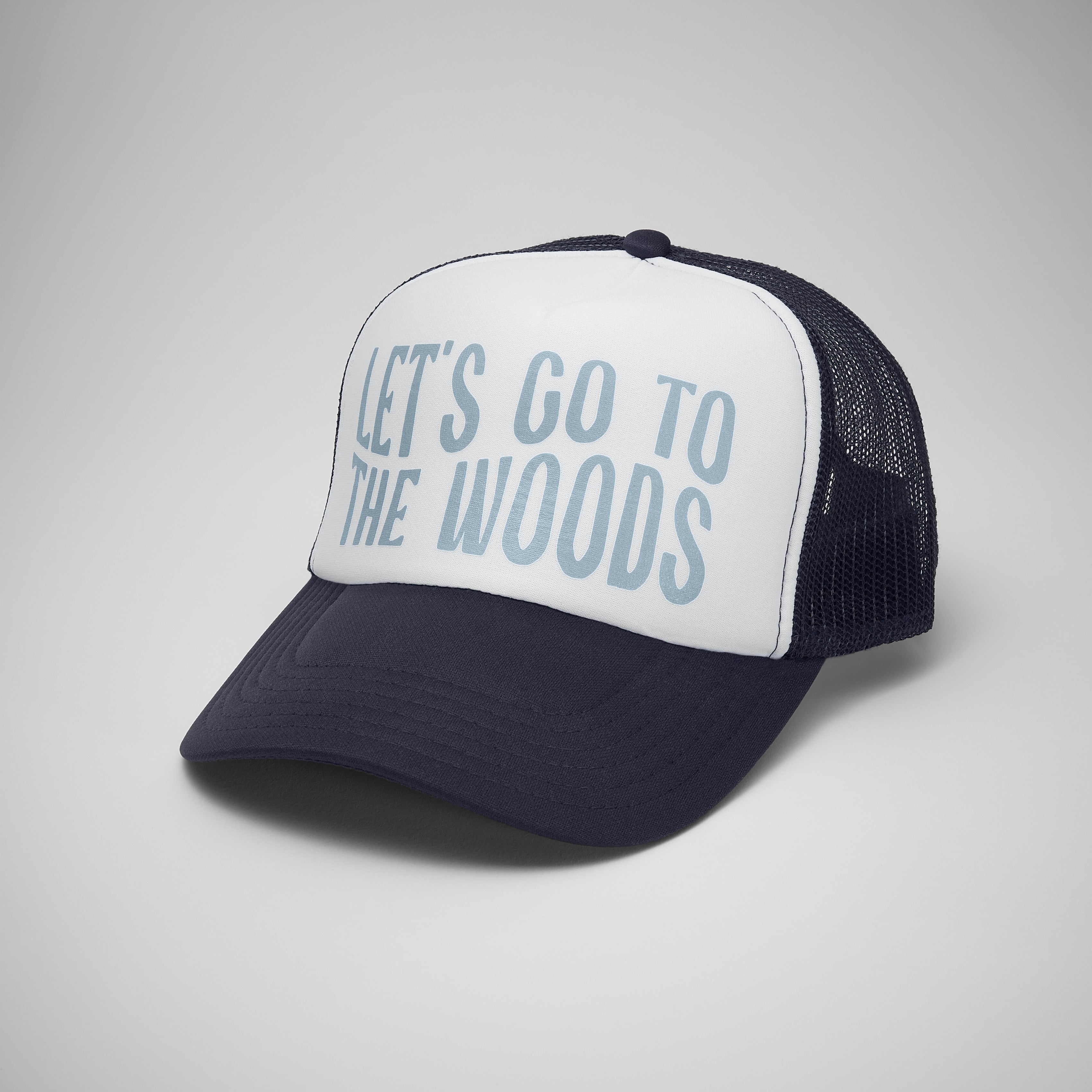 Let's Go To The Woods Trucker Hat (Midnight Blue)